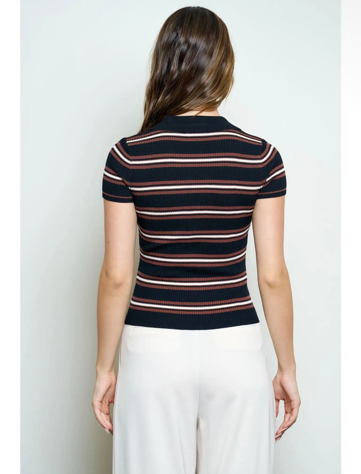 Denver Striped Polo T-Shirt | Black