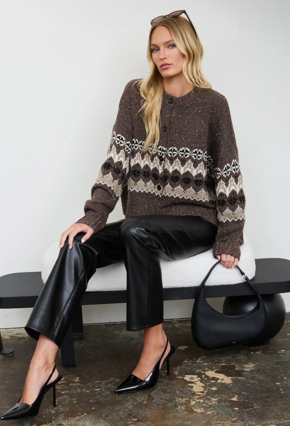 Bellamy Fair Isle Cardi | Coffee