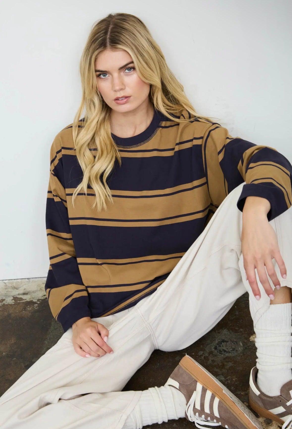 Hollis Wide Stripe Long Sleeve | Navy
