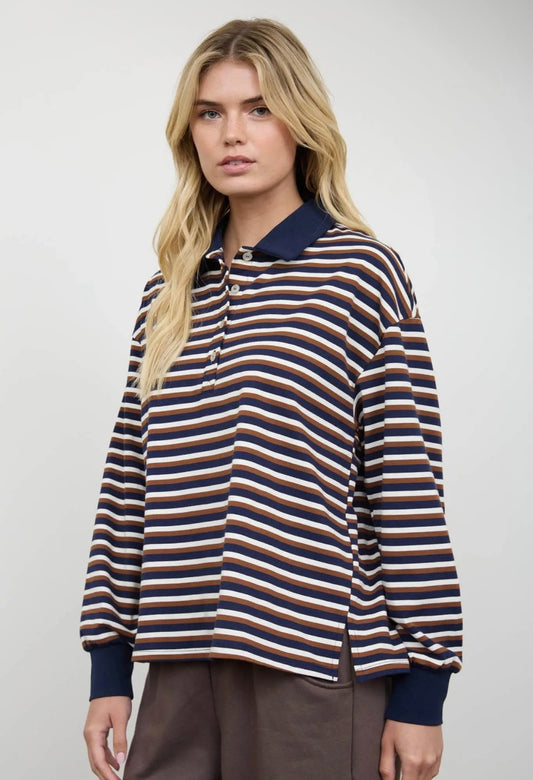 Crosby Striped Polo | Navy