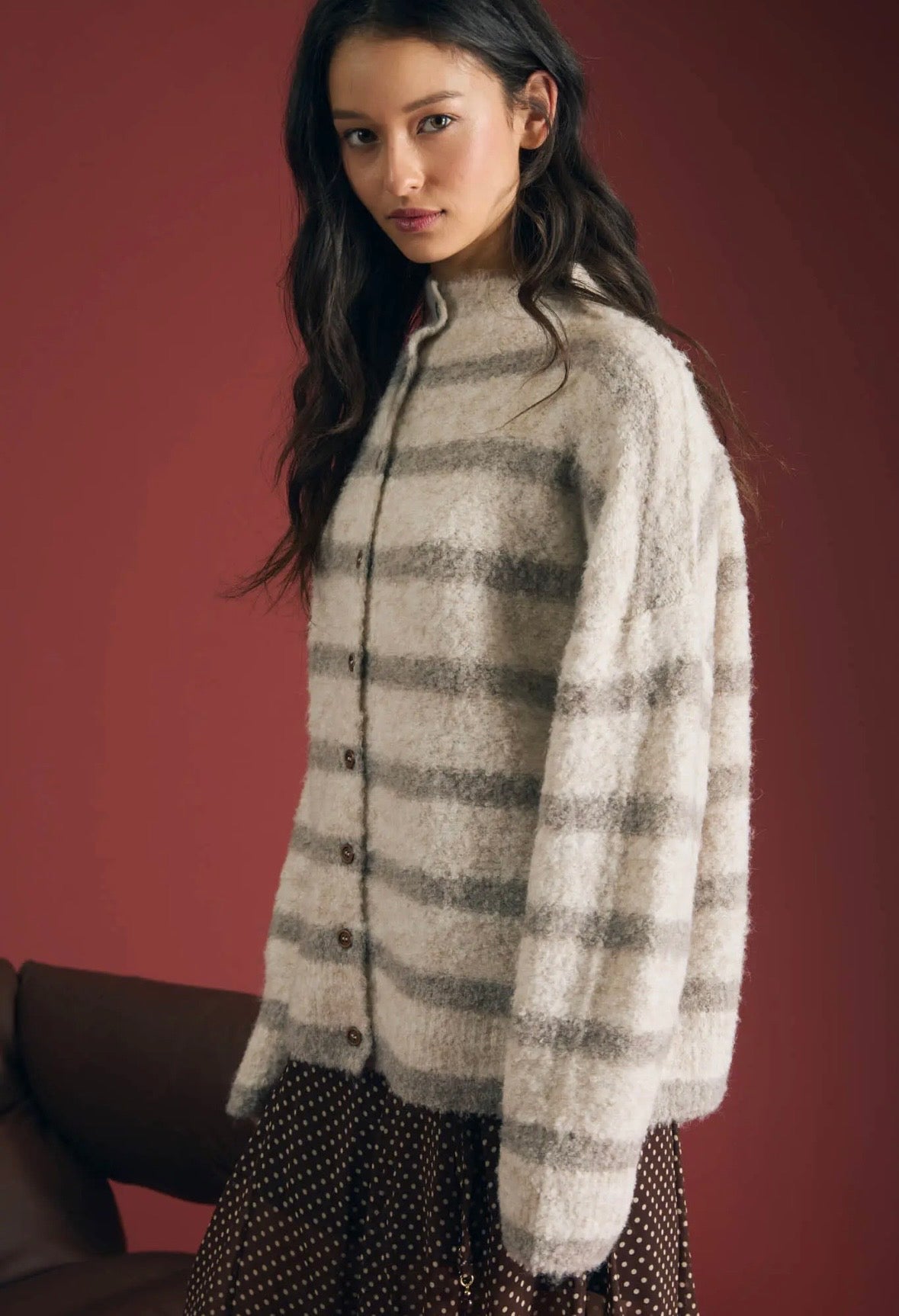 Sutton Mock Neck Button Down | Chai
