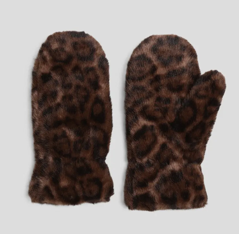 Leopard Faux Fur Mittens | 3 Colour Options