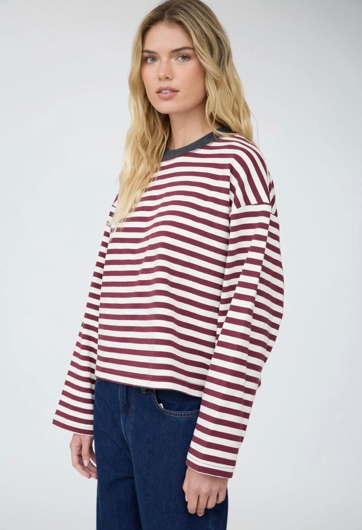 Emerson Striped Long Sleeve | Wine