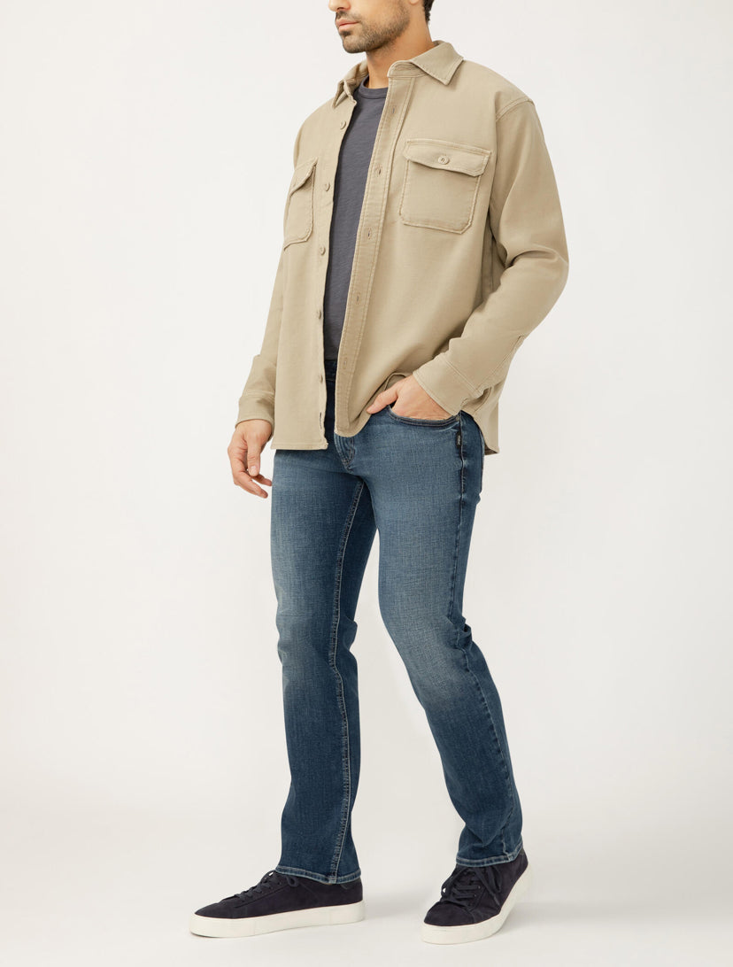 SILVER JEANS | Button Up Knit Flex Shirt | Khaki