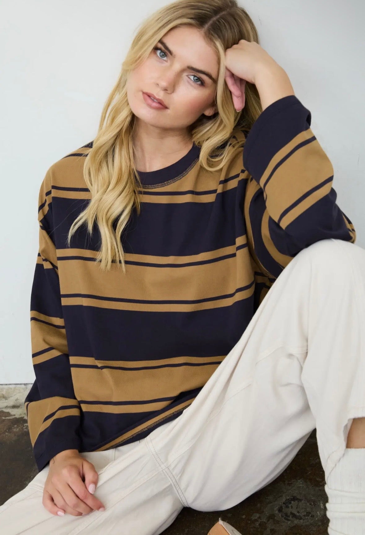 Hollis Wide Stripe Long Sleeve | Navy