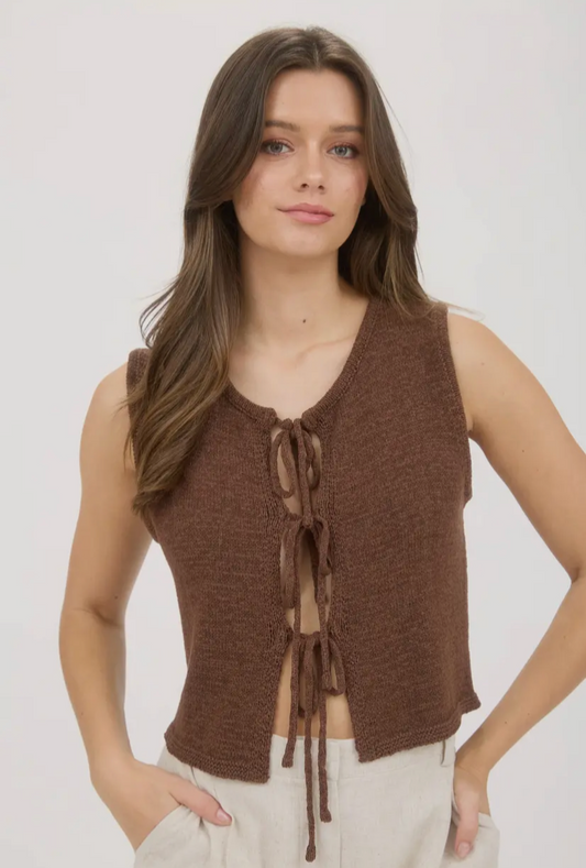 Zariah Front Tie Top | Brown