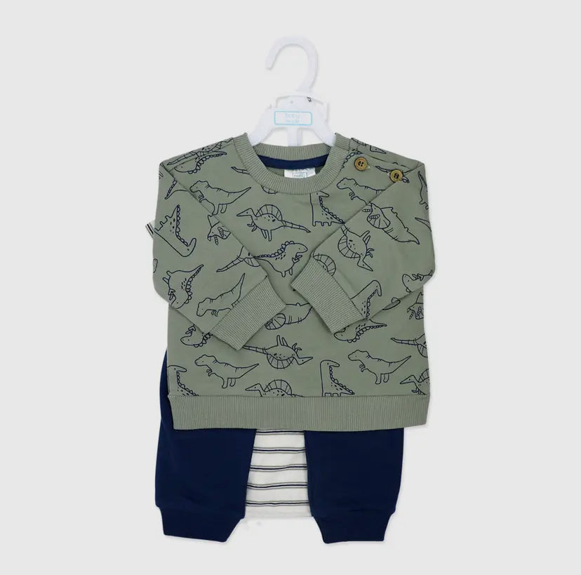 Boys 3 Piece French Terry Set | Dinosaur