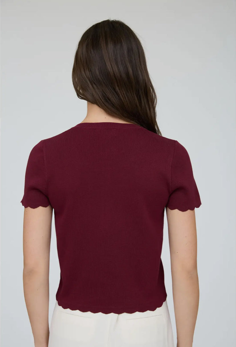 Moretto Cardi Top | Burgundy