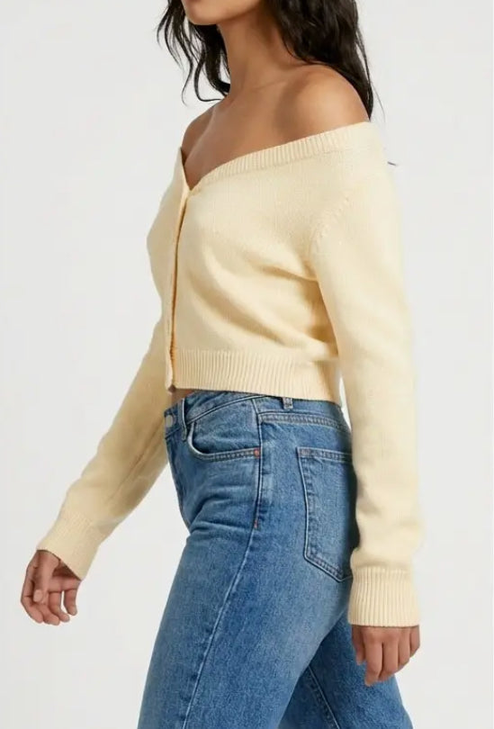 Arosa Off The Shoulder Crop Top | Cream