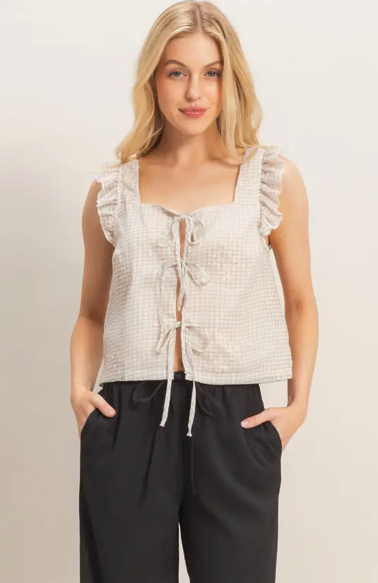 Emery Embroidered Gingham Top