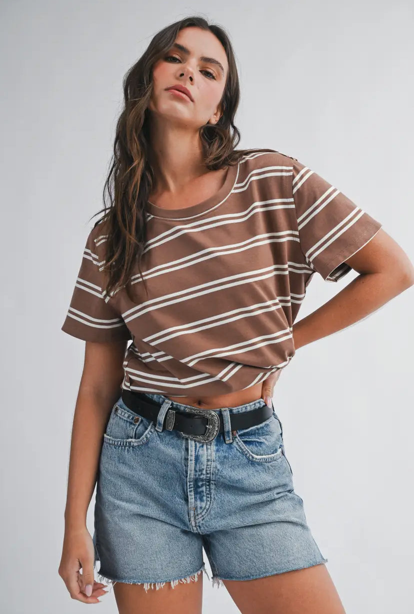 Monet Striped Tee | Brown