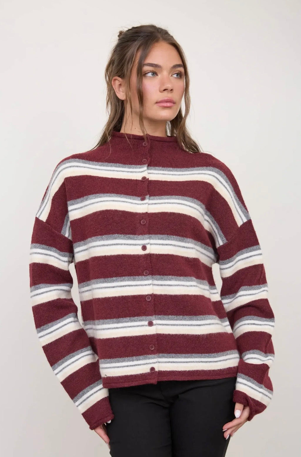 Bennet Striped Cardigan | Mulberry