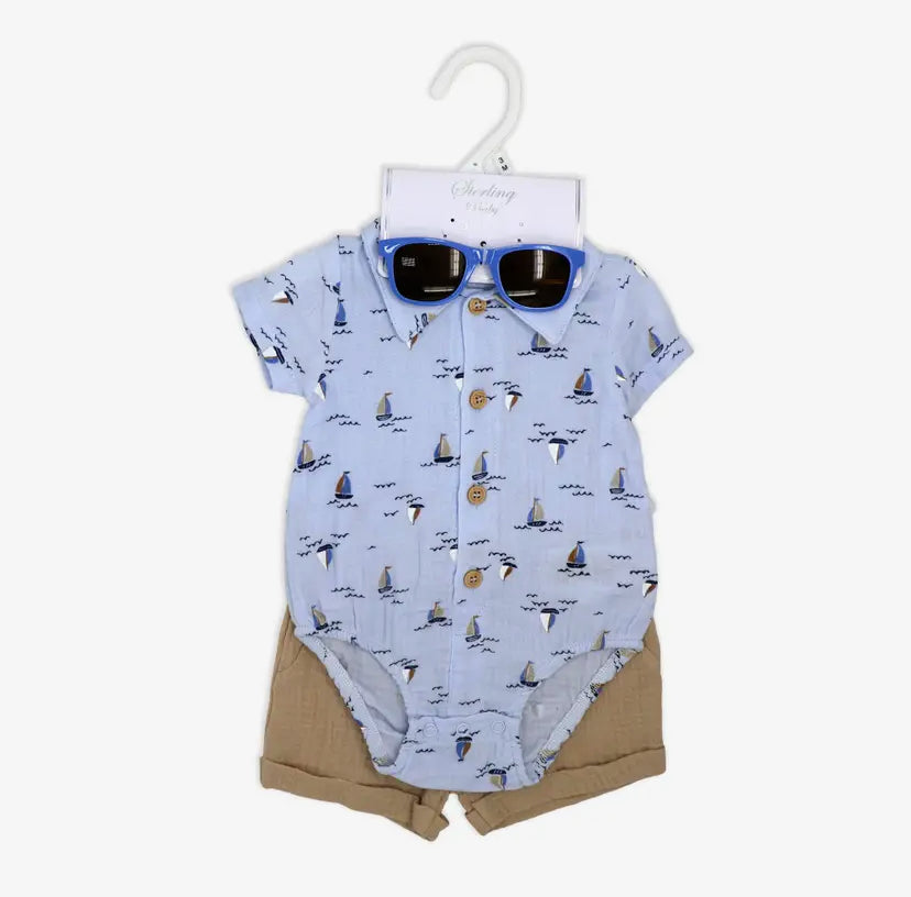 Sailboat 3 Piece Short Set
