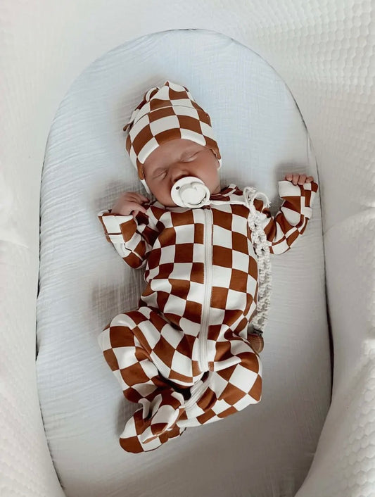 Gelato Checkerboard Zip Onesie