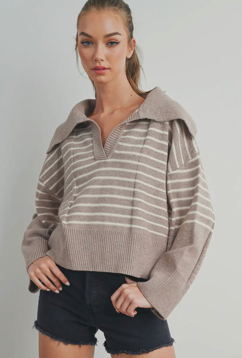 Mazie V-Neck Striped Sweater