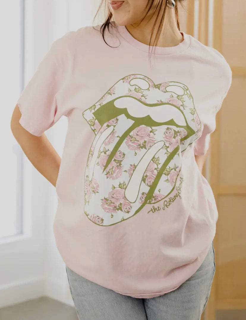 Rolling Stones Floral Thrifted Graphic Tee