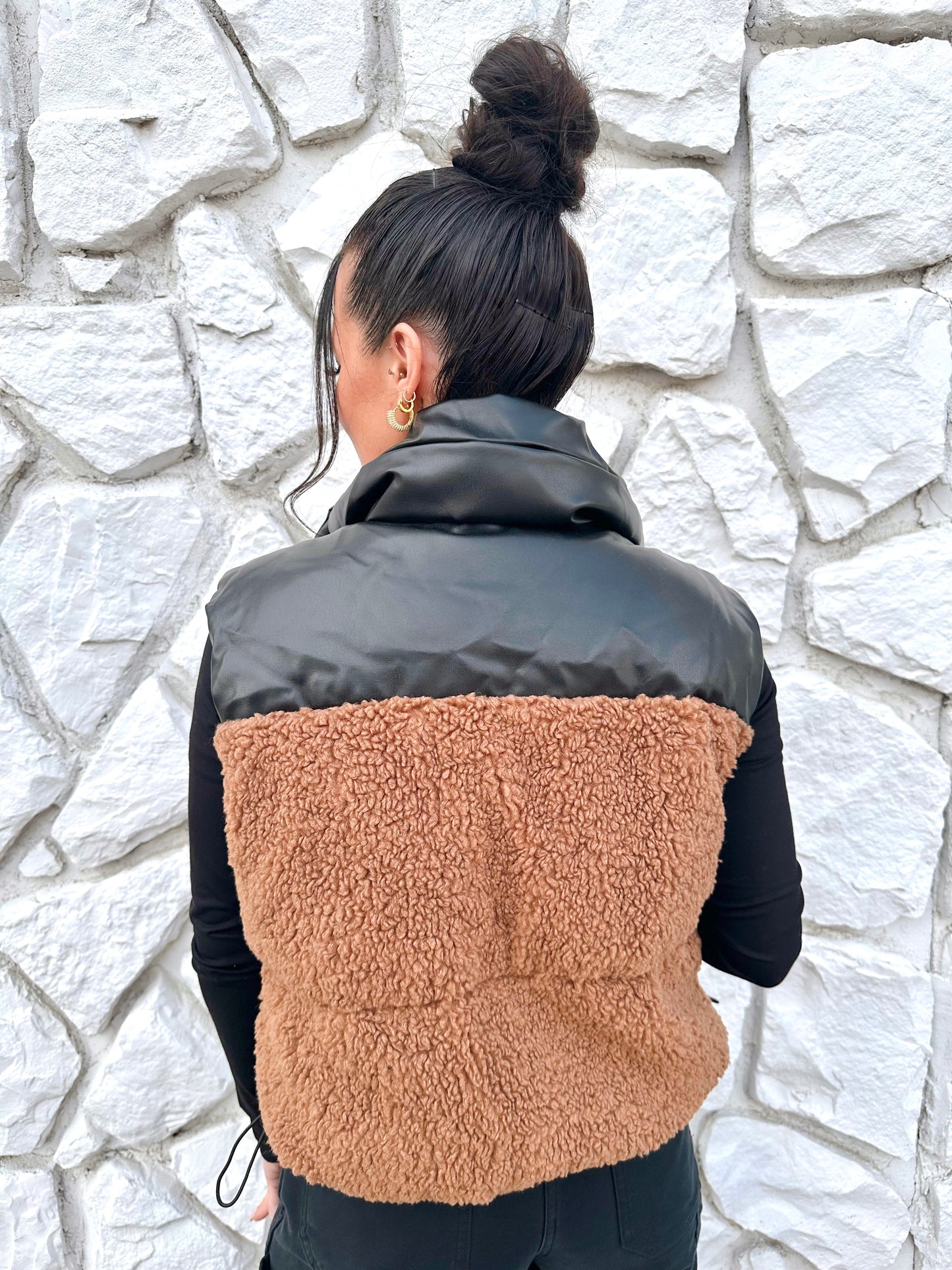 Staten Sherpa Puffer Vest | Toast