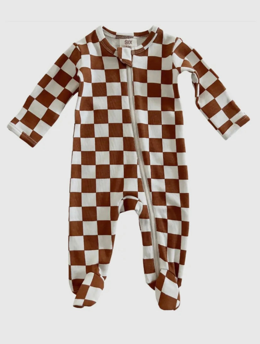 Gelato Checkerboard Zip Onesie