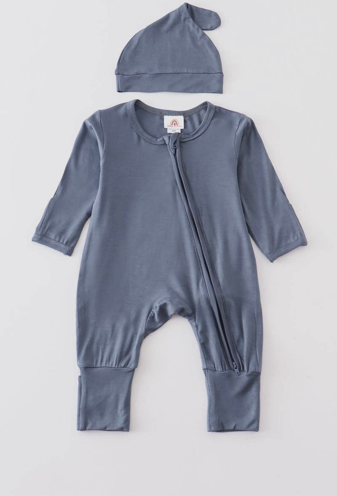 Bamboo Zipper Onesie -Navy