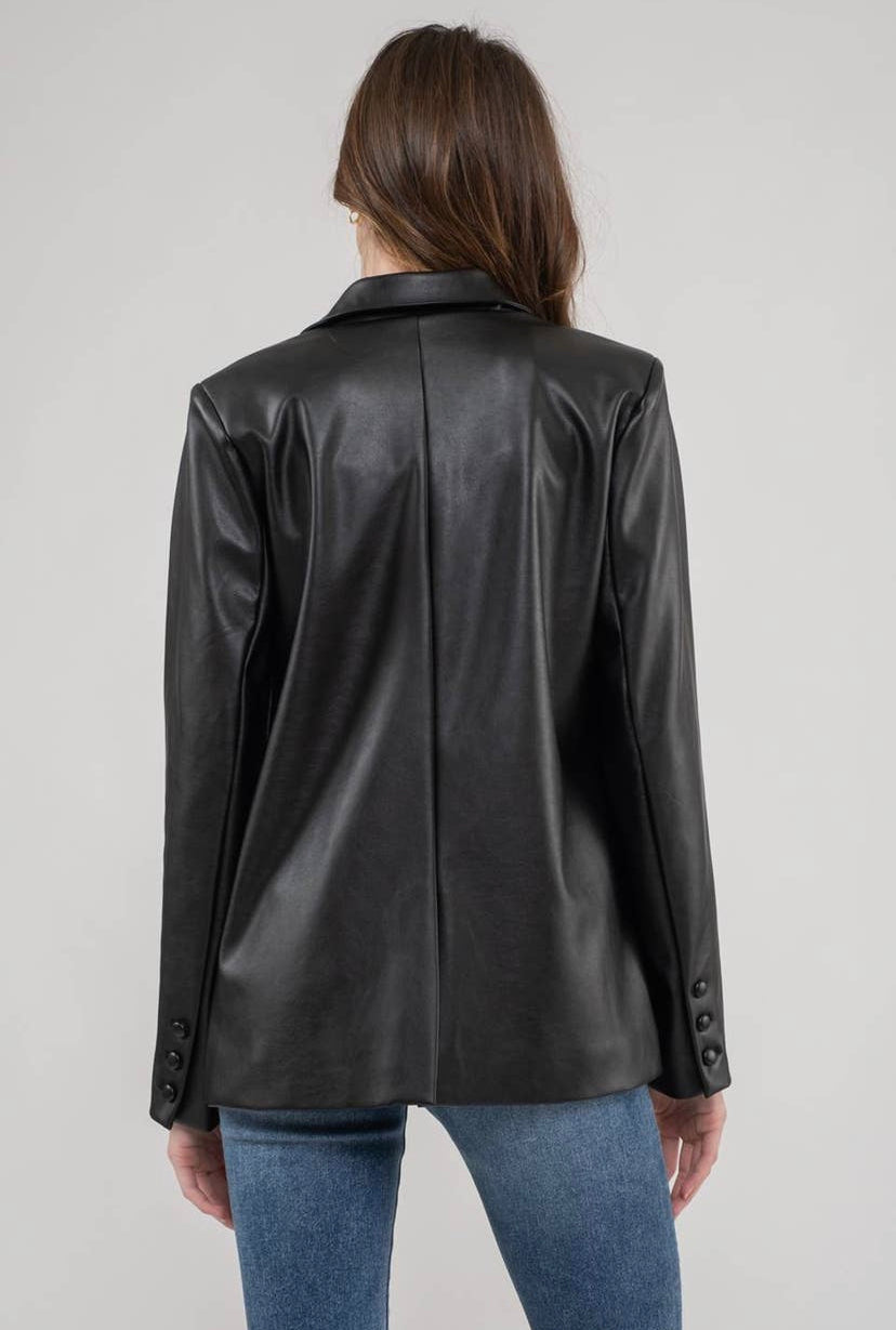 Chateau Faux Leather Blazer