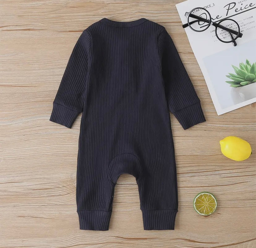 Ribbed Button Up Onesie -3 Colour Options