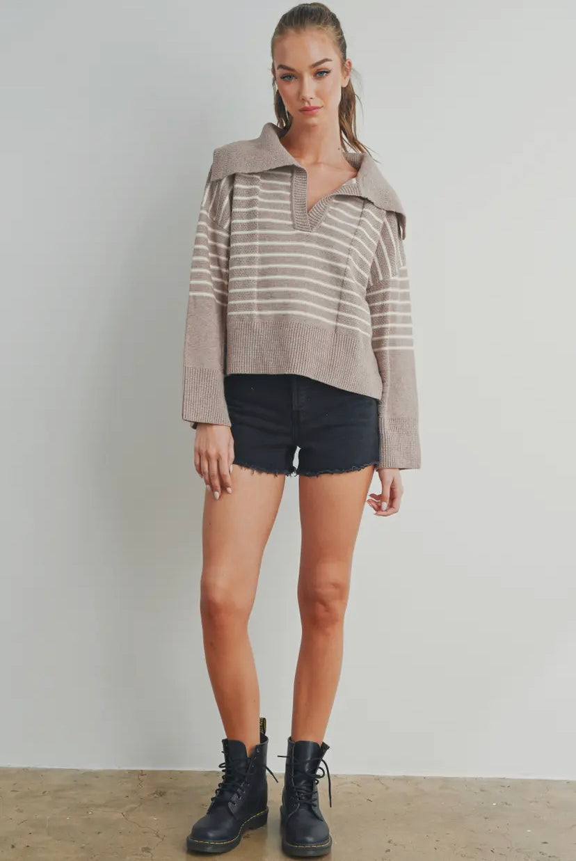 Mazie V-Neck Striped Sweater