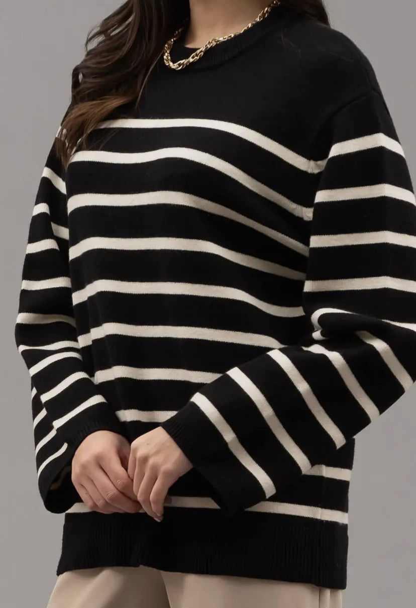 Avery Drop Shoulder Striped Knit