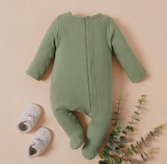 Ribbed Long Sleeve Onesie - Light Green