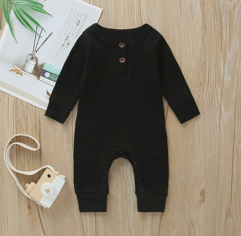 Ribbed Button Up Onesie -3 Colour Options