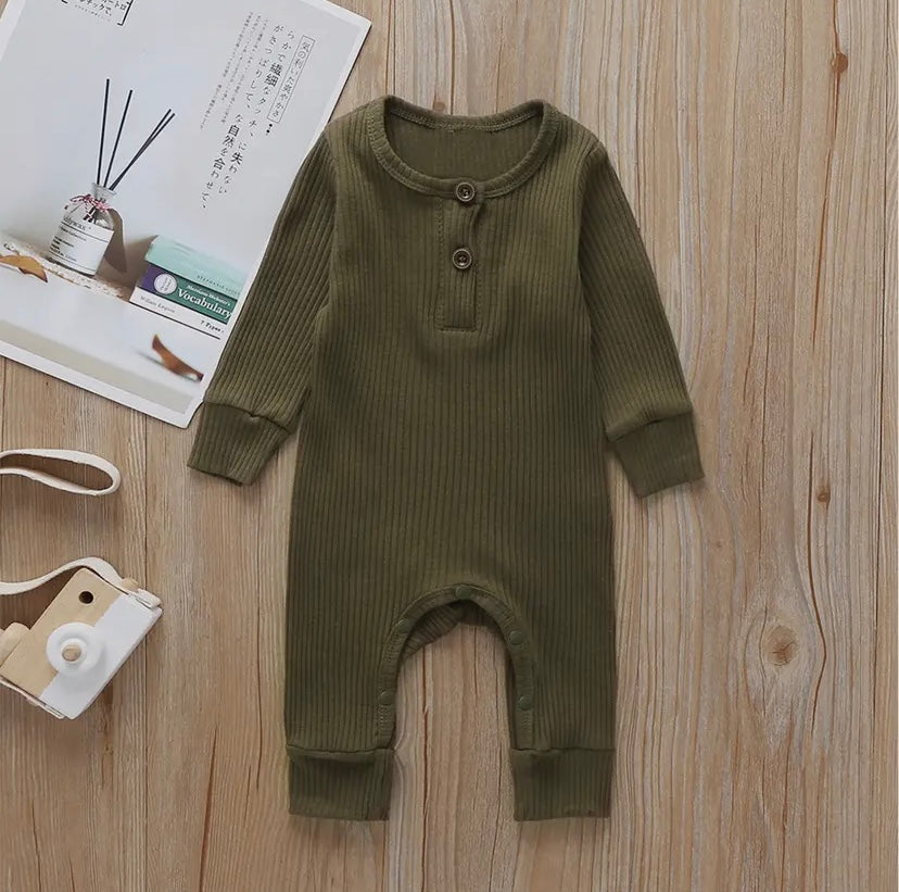 Ribbed Button Up Onesie -3 Colour Options