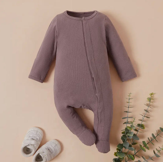 Ribbed Long Sleeve Onesie - Light Purple