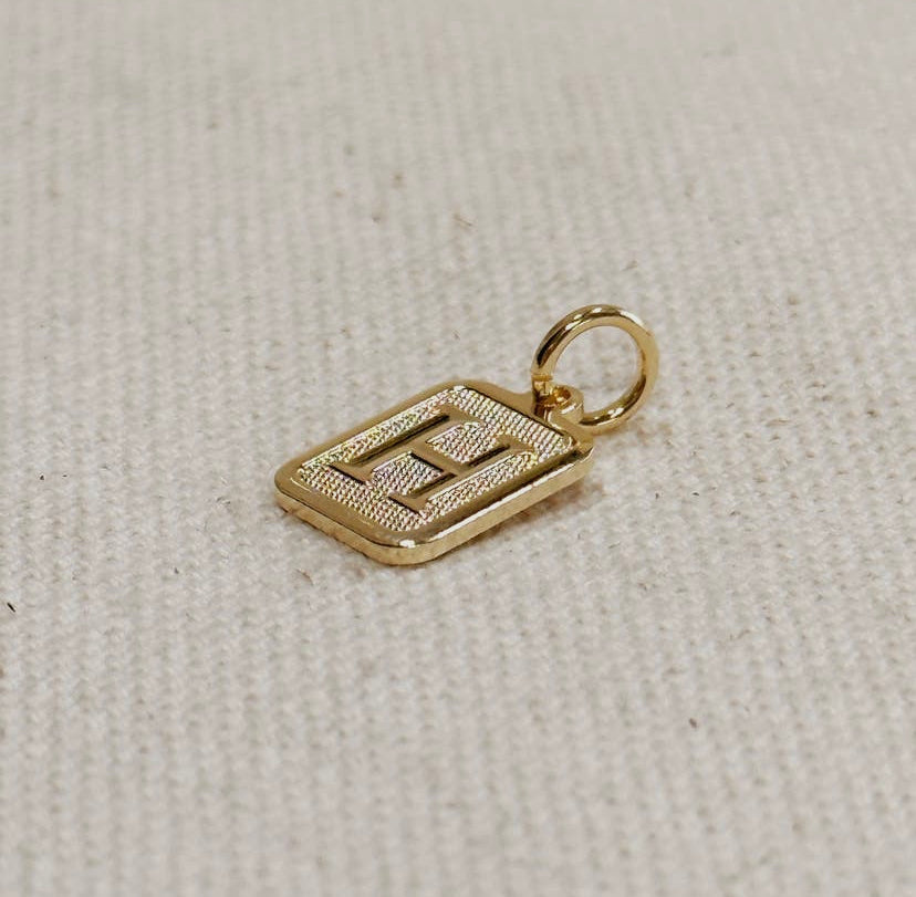 18K Gold Filled Textured Initial Plate Pendant