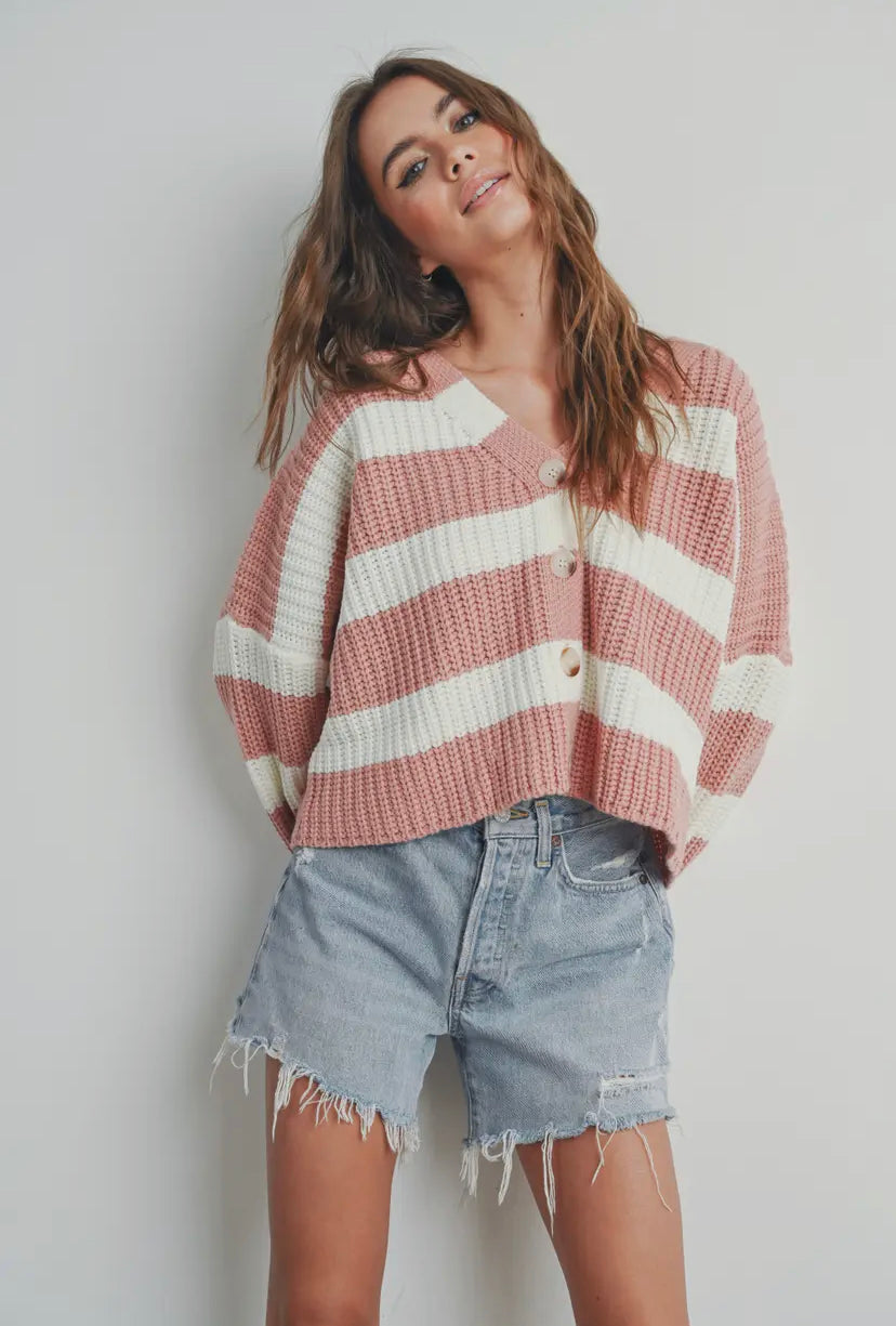 Marcella Striped Knit Cardigan