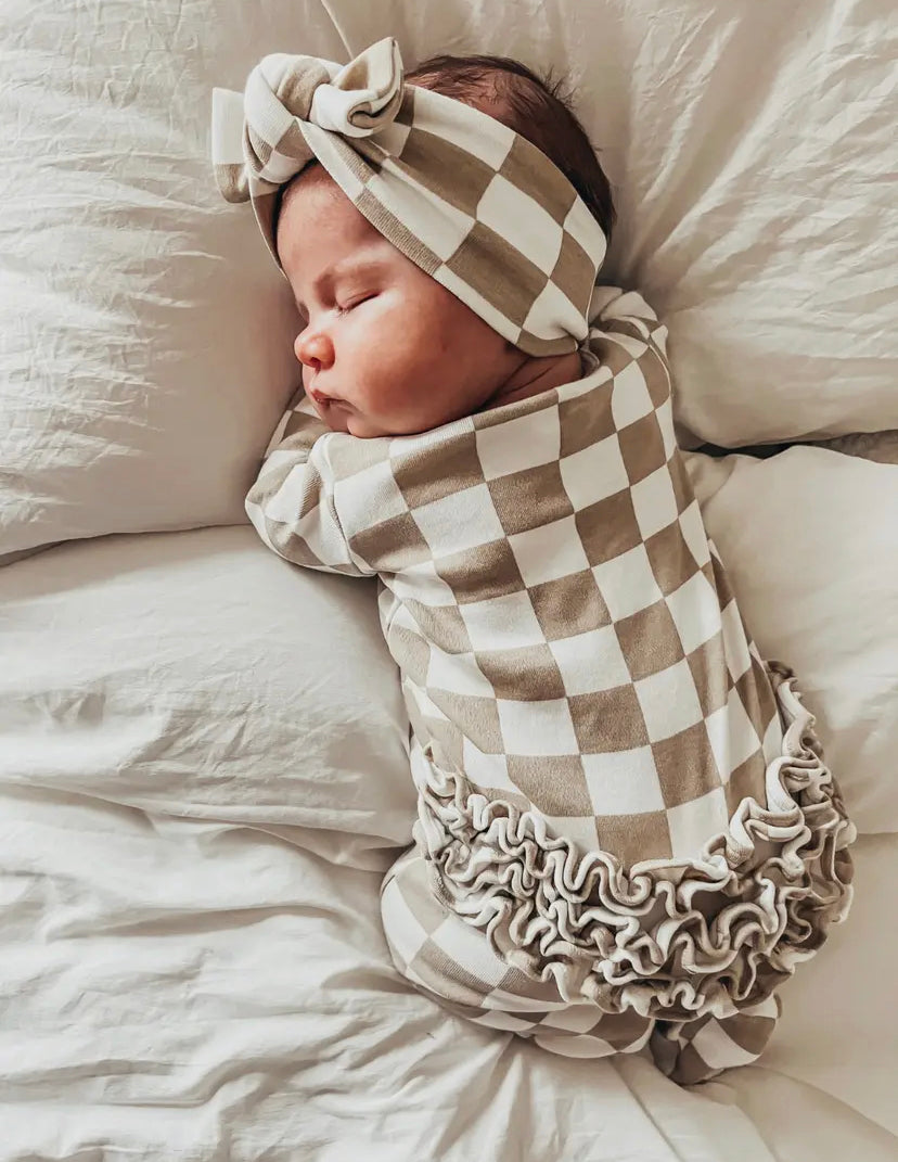 Tiramisu Checkerboard Frill Onesie