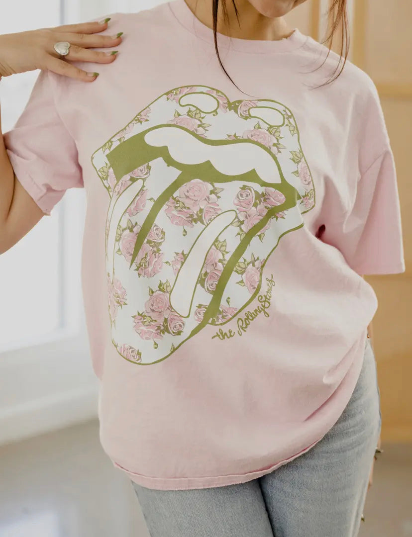 Rolling Stones Floral Thrifted Graphic Tee