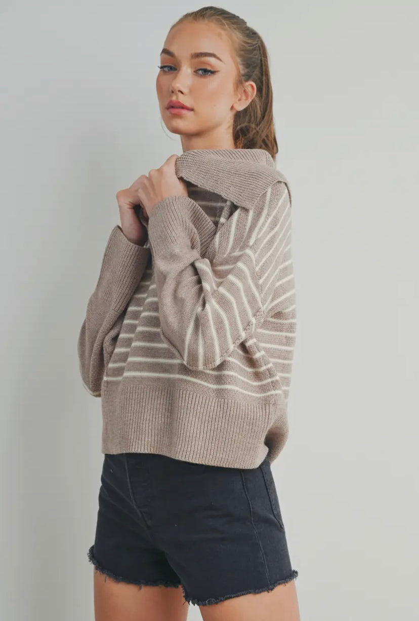 Mazie V-Neck Striped Sweater