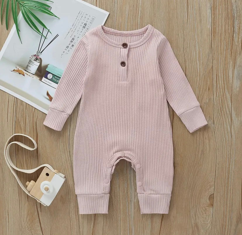 Ribbed Button Up Onesie -3 Colour Options