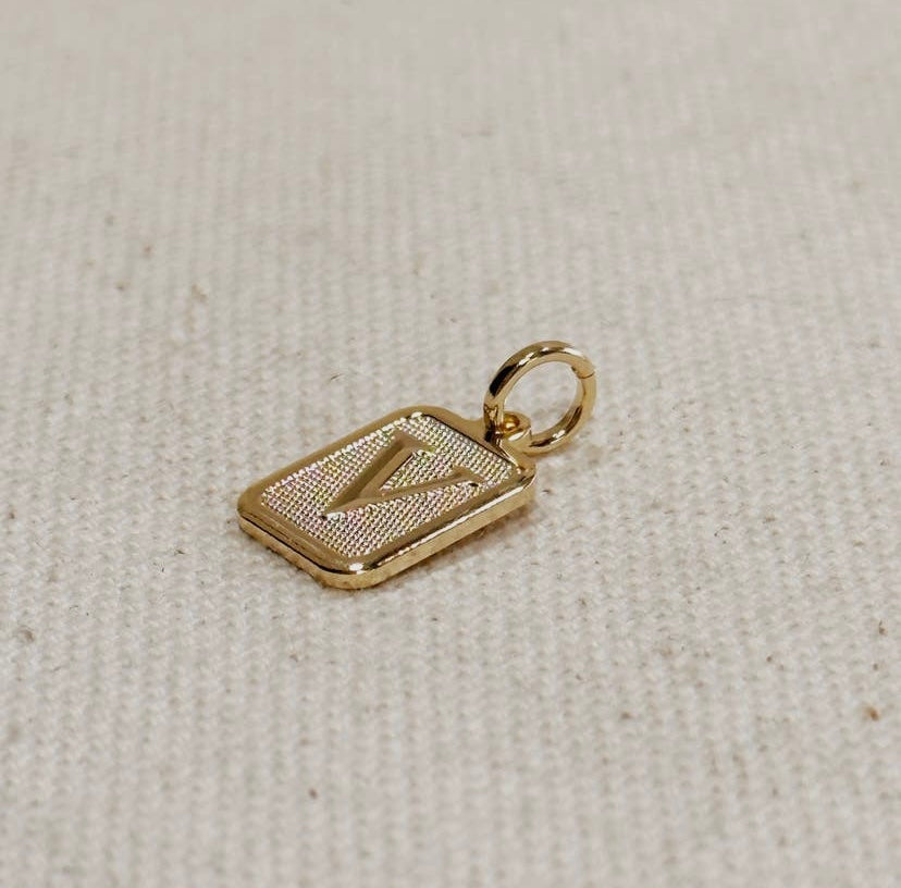 18K Gold Filled Textured Initial Plate Pendant