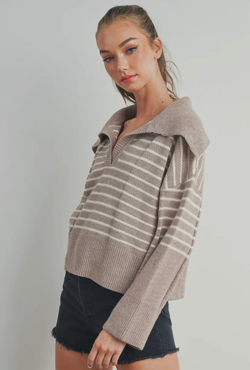 Mazie V-Neck Striped Sweater