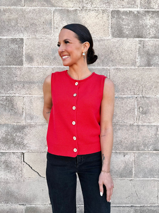 Monaco Knit Vest | Red