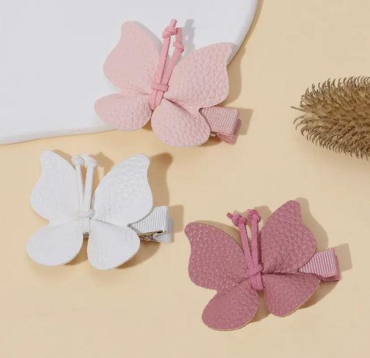 Leather Butterfly Clip - 3 Colour Options