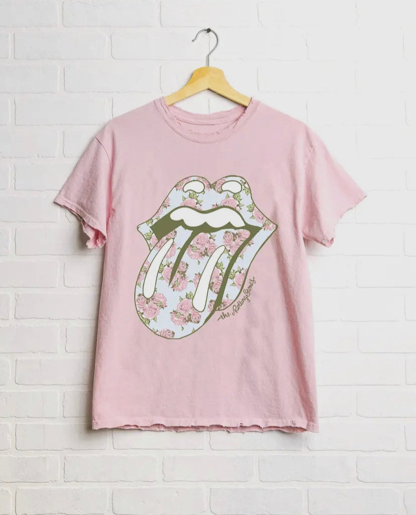 Rolling Stones Floral Thrifted Graphic Tee