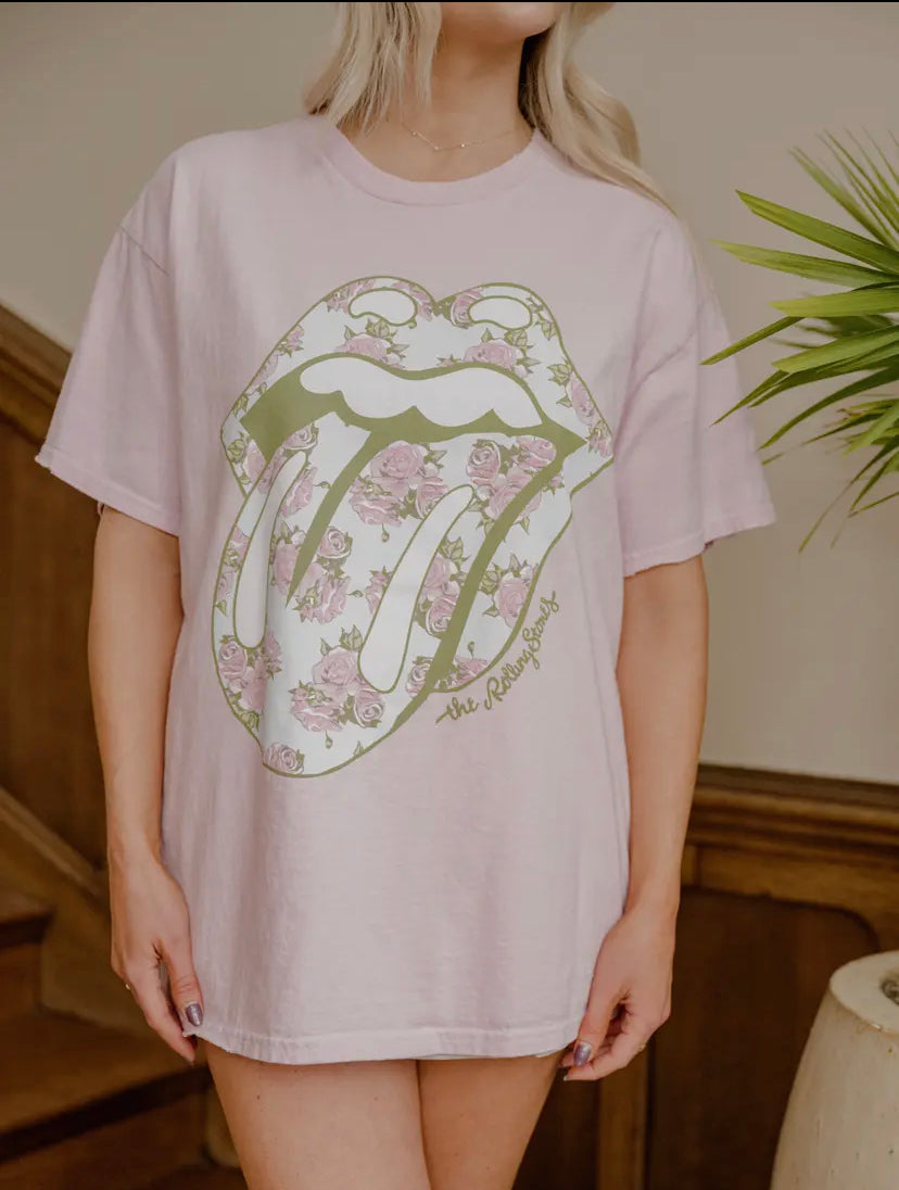 Rolling Stones Floral Thrifted Graphic Tee