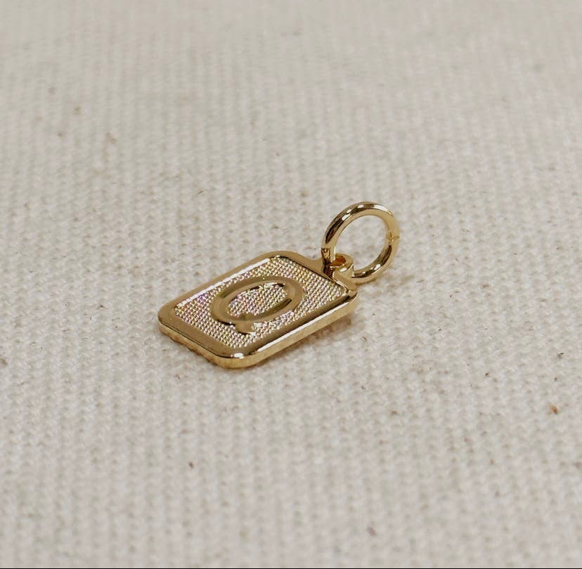 18K Gold Filled Textured Initial Plate Pendant