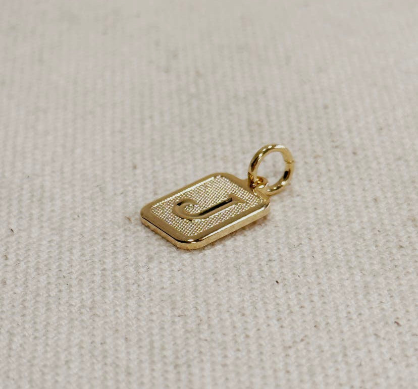 18K Gold Filled Textured Initial Plate Pendant