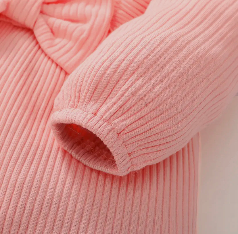 Ribbed Ruffle Onesie Set | Pink