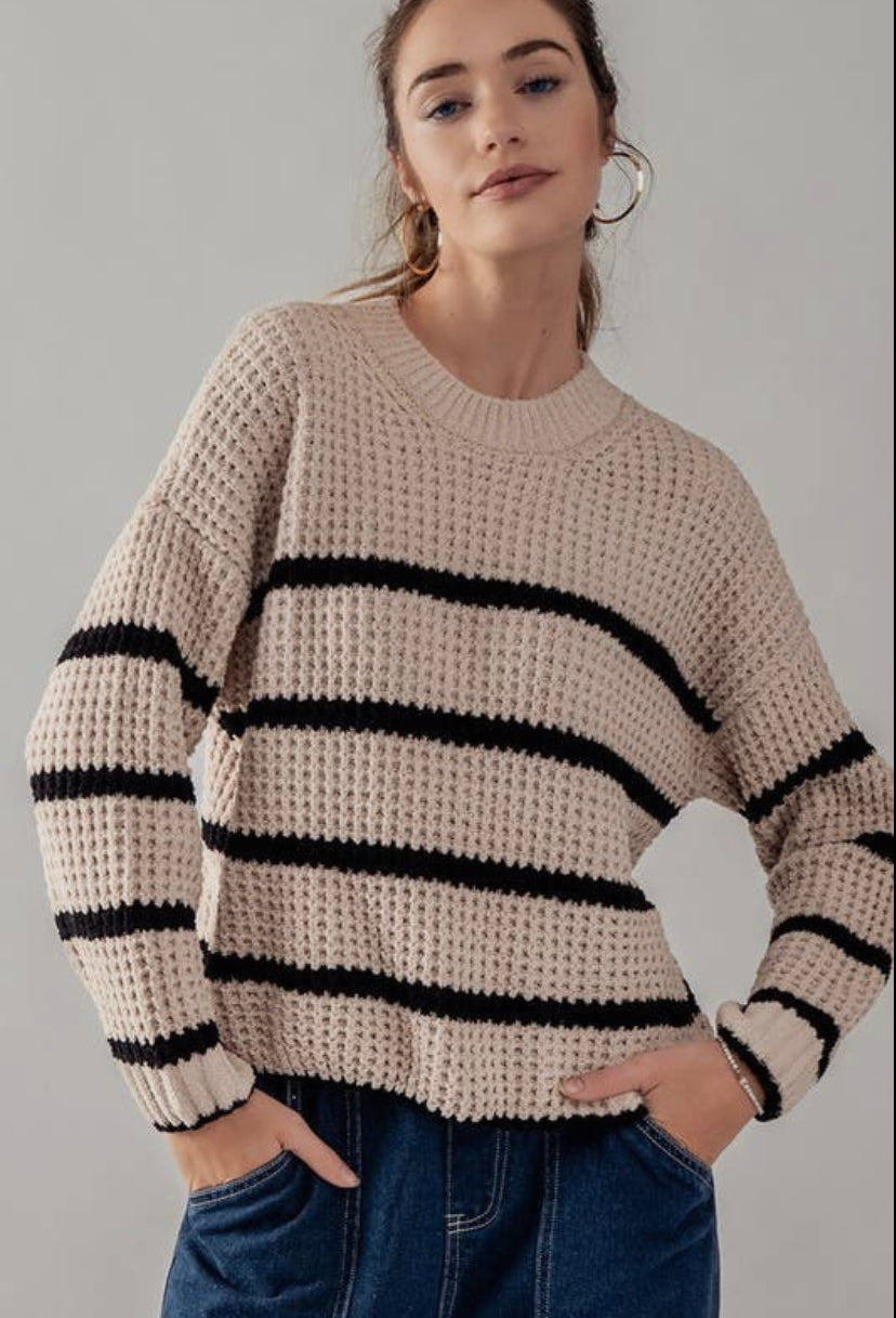 Selena Striped Knit Sweater