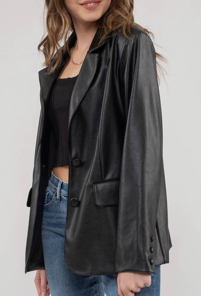 Chateau Faux Leather Blazer