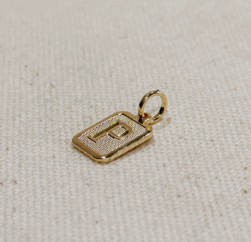 18K Gold Filled Textured Initial Plate Pendant