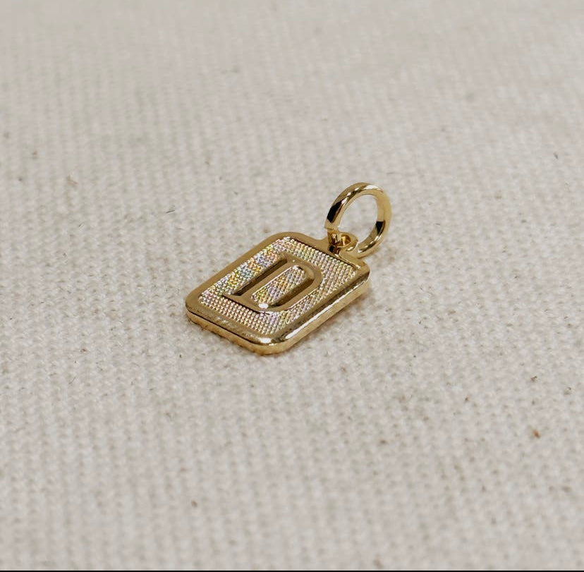 18K Gold Filled Textured Initial Plate Pendant